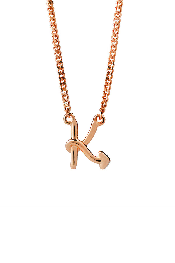 Karen Walker Single Initial Necklace Rose Gold