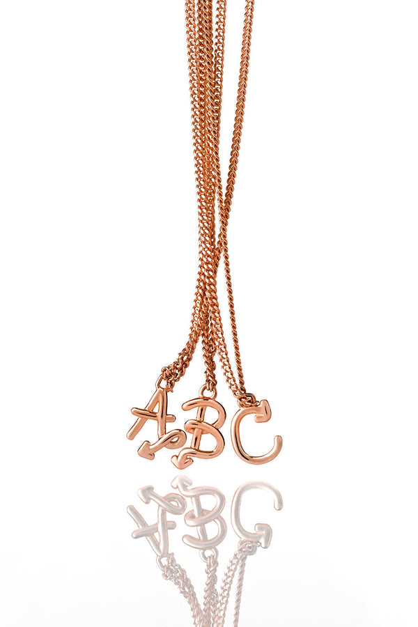 Karen Walker Single Initial Necklace Rose Gold