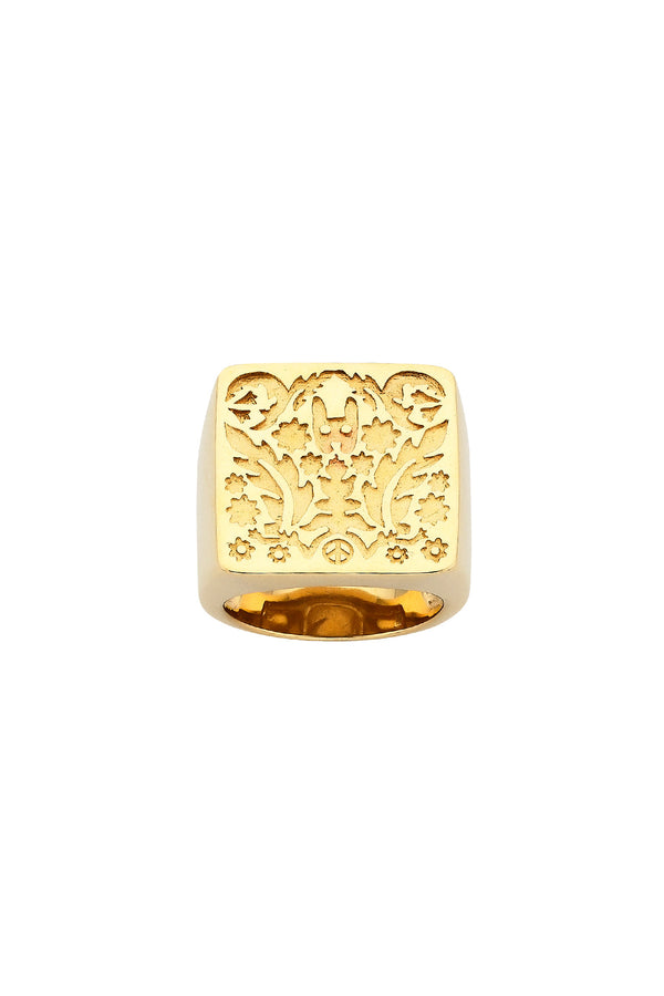 karen walker Square Filigree Ring Gold