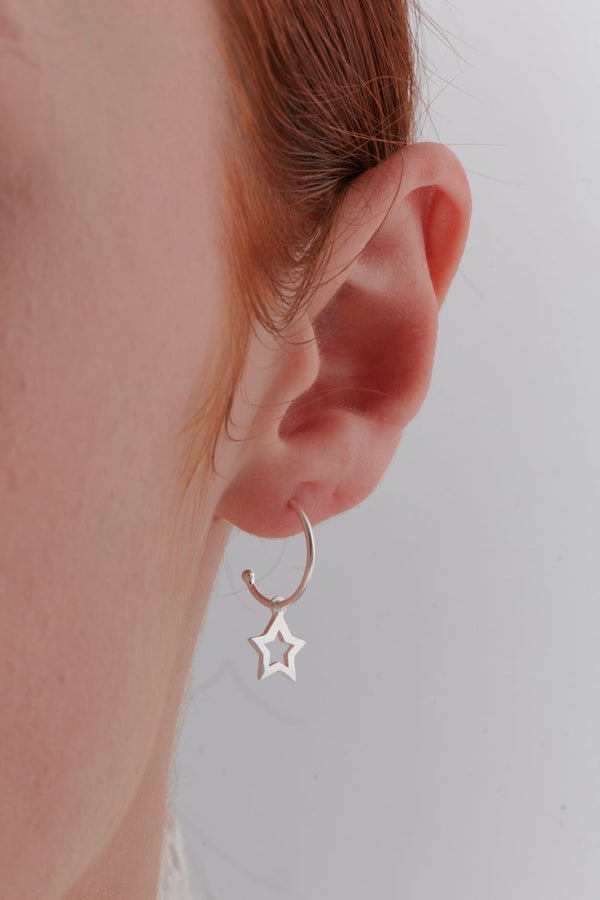 Karen Walker Star Hoop Earrings Silver
