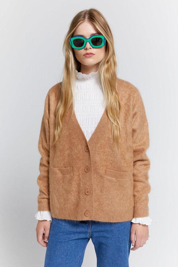 Karen Walker Suki Cashmere Cardigan Camel