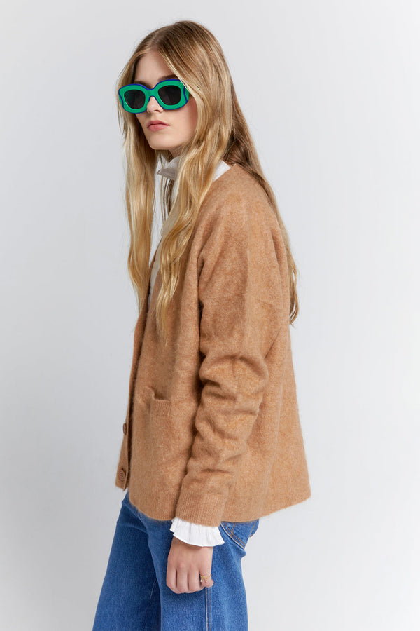 Karen Walker Suki Cashmere Cardigan Camel