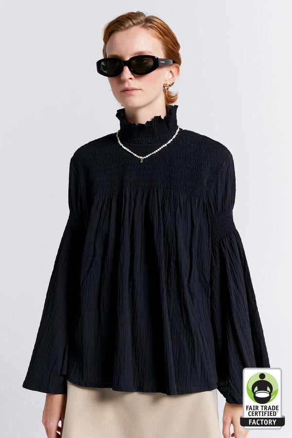 karen walker Suki Organic Cotton Top Black