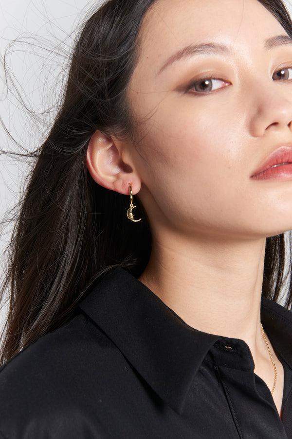Karen Walker Sun & Moon Hoops Gold