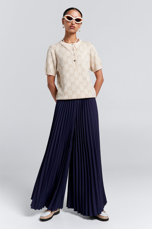 Karen Walker Sunray Pleated Pants Navy