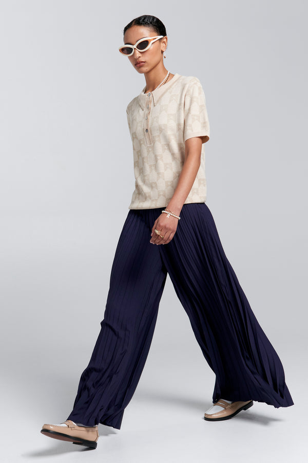 Karen Walker Sunray Pleated Pants Navy