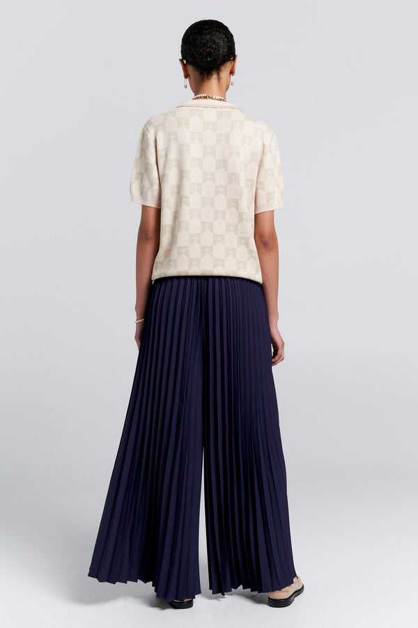 Karen Walker Sunray Pleated Pants Navy