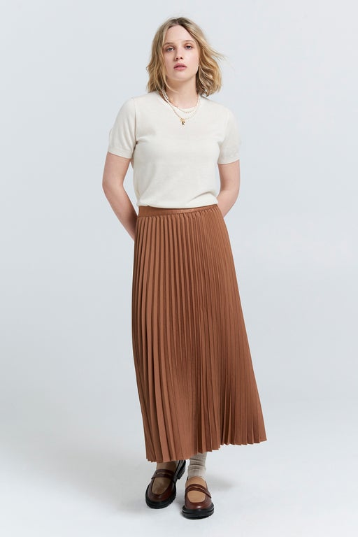 Karen Walker Sunray Pleated Skirt Coffee