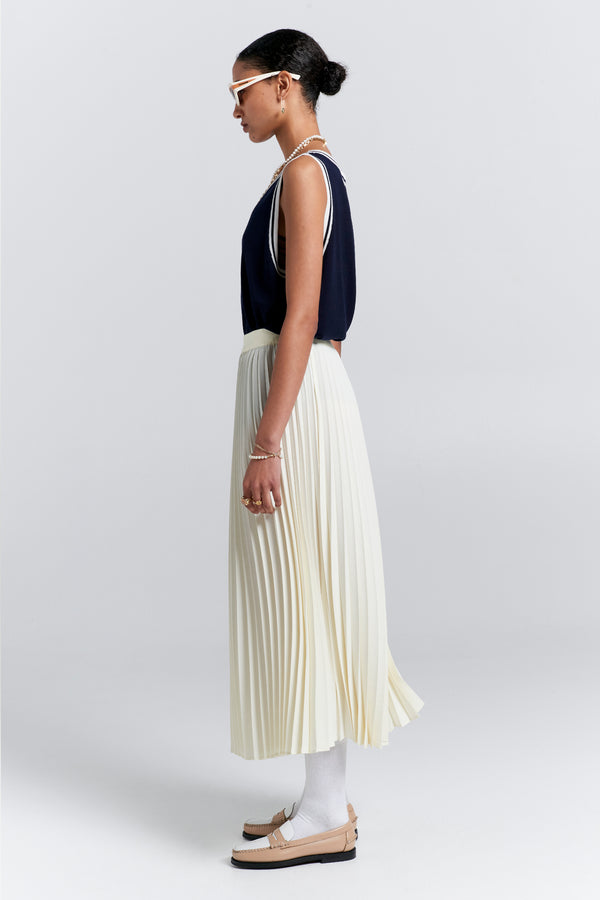 Karen Walker Sunray Pleated Skirt Cream
