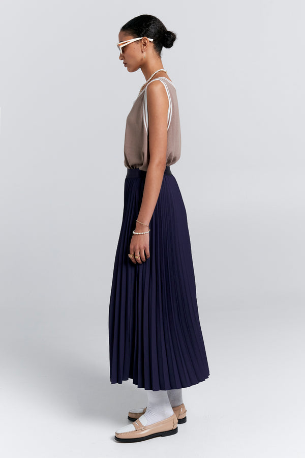 Karen Walker Sunray Pleated Skirt Navy