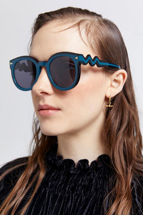 Karen Walker Super Wavy Duper Teal Black