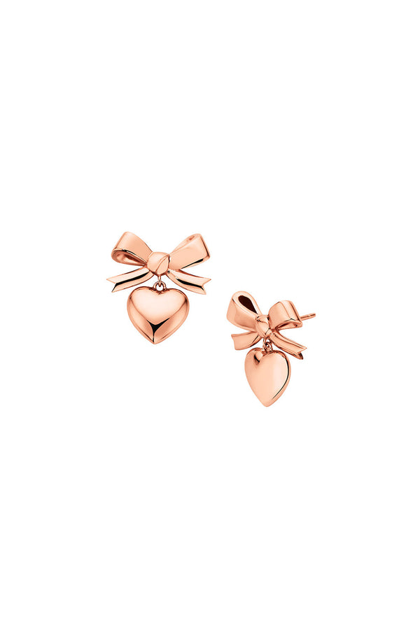 karen walker Superlove Bow Earrings Rose Gold