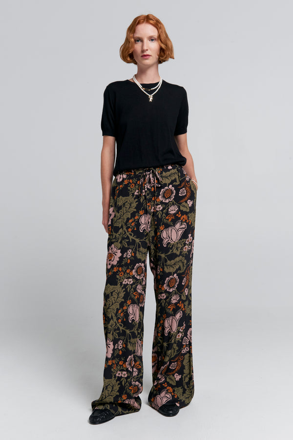 Karen Walker Tied Palazzo Lounge Pants Black Multi