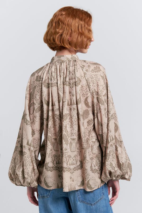 Karen Walker Transient Top Natural/Herb Green