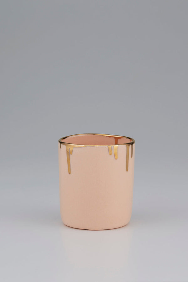 karen walker Tumbler with Gold Drip Rim Peach