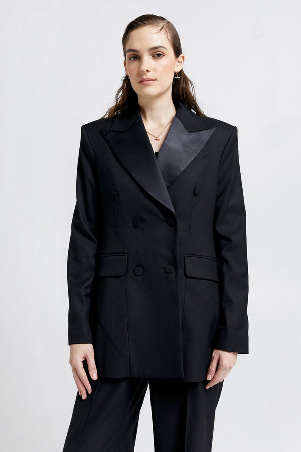 Karen Walker Tuxedo Double Breasted Blazer Black
