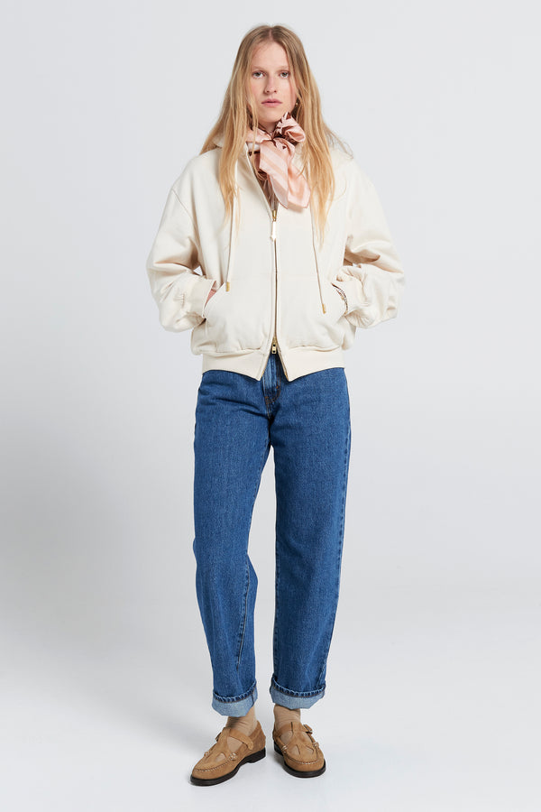 Karen Walker Walker Cropped Oversized Hoodie Ecru