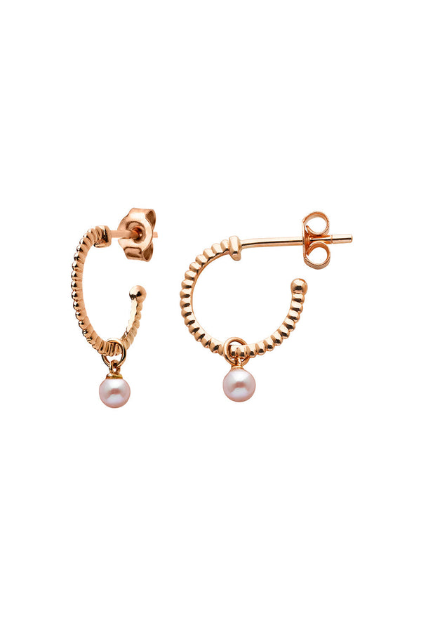 karen walker Wisdom Pearl Hoops Rose Gold