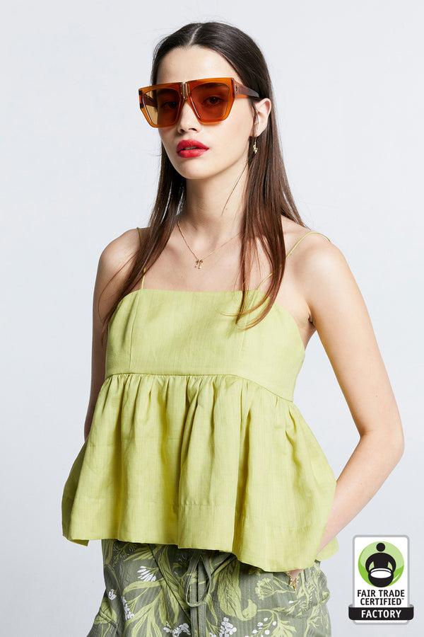karen walker Zestful Top Washed Ramie Lime