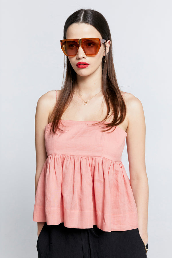 karen walker Zestful Top Washed Ramie Watermelon
