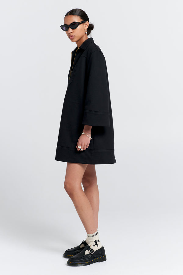 Karen Walker Zip Front Sweatshirt Dress Black
