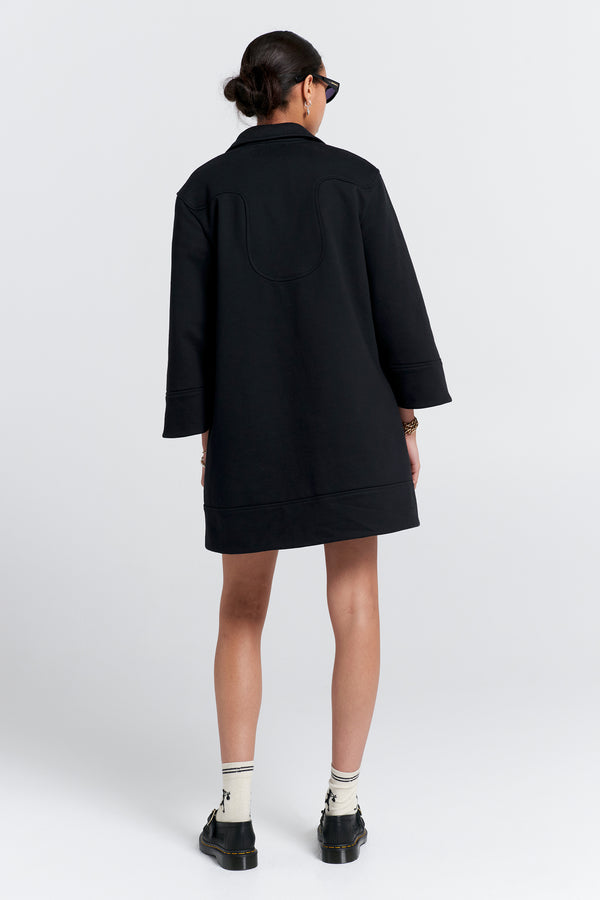 Karen Walker Zip Front Sweatshirt Dress Black