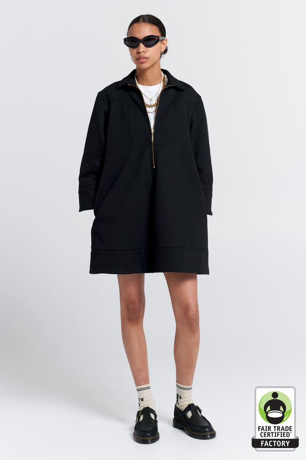 karen walker Zip Front Sweatshirt Dress Black