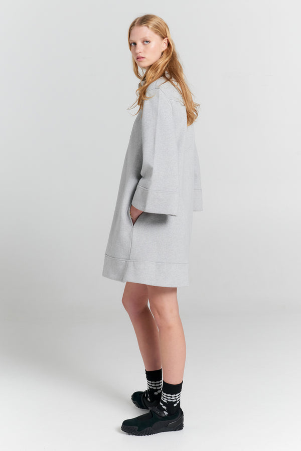 Karen Walker Zip Front Sweatshirt Dress Grey Marle