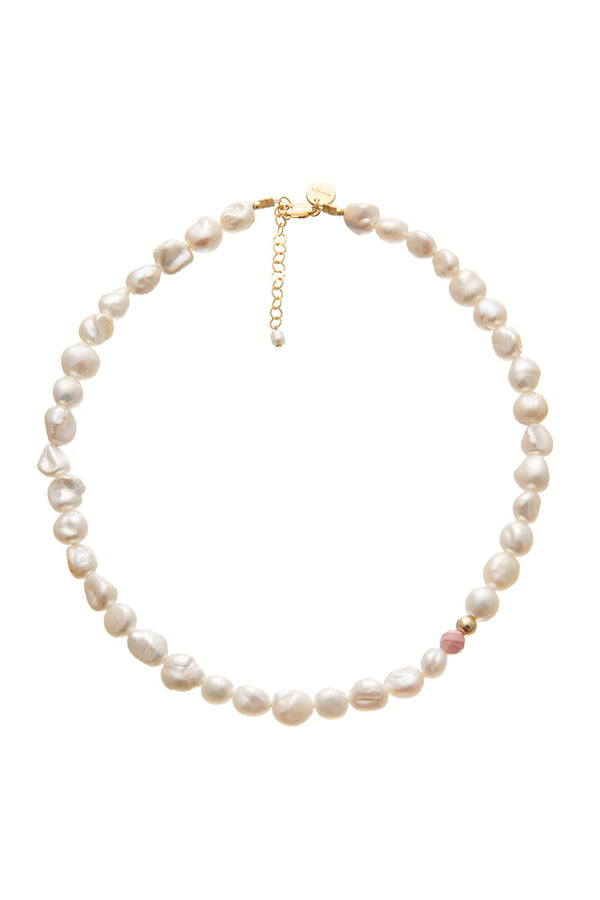 Karen Walker Large Pearl With Rhodochrosite Necklace