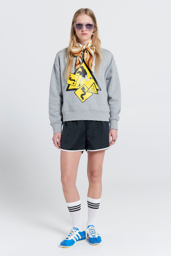 Karen Walker Life With Obstacles Crewneck Sweatshirt Grey Marle