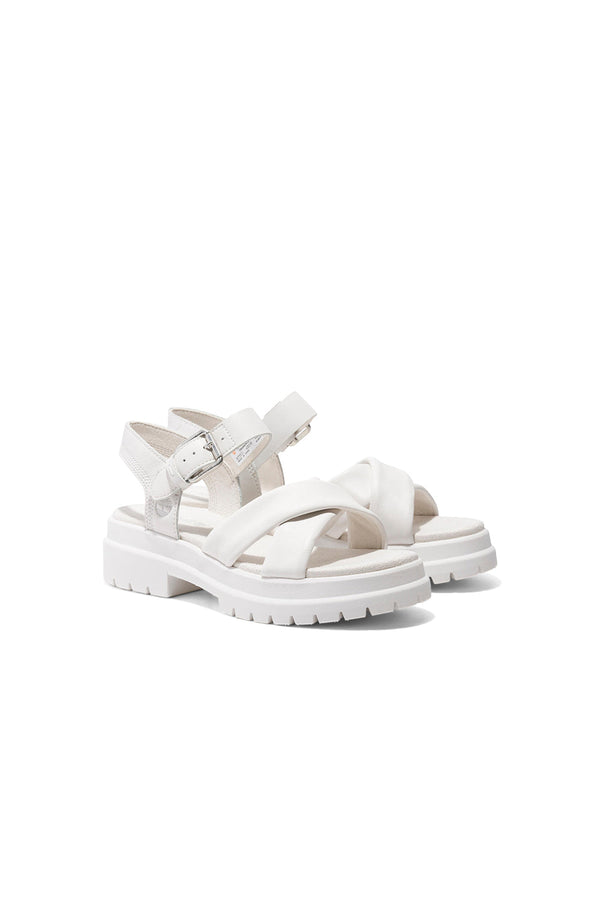 Karen Walker London Vibe Cross Strap Sandal White Full Grain