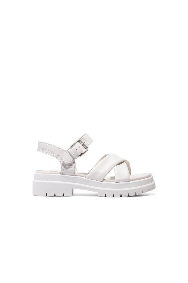 Karen Walker London Vibe Cross Strap Sandal White Full Grain