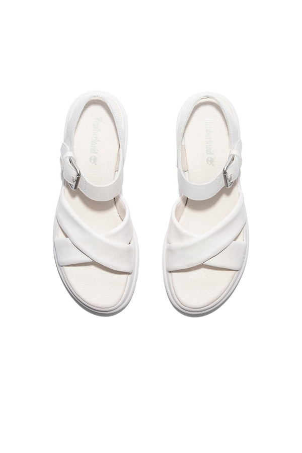 Karen Walker London Vibe Cross Strap Sandal White Full Grain