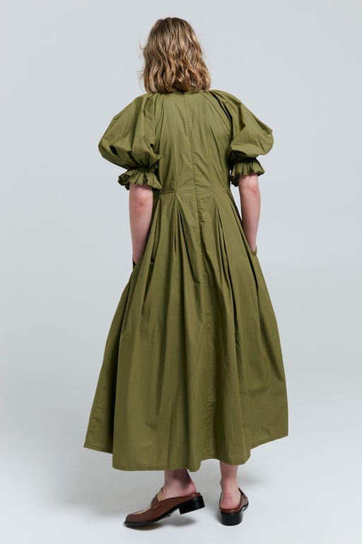 Karen Walker Melody Organic Cotton Dress Olive Green