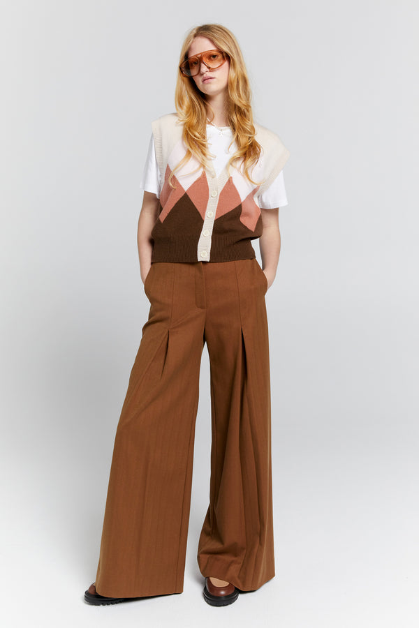 Karen Walker Mina Button Up Cashmere Vest Autumn Argyle