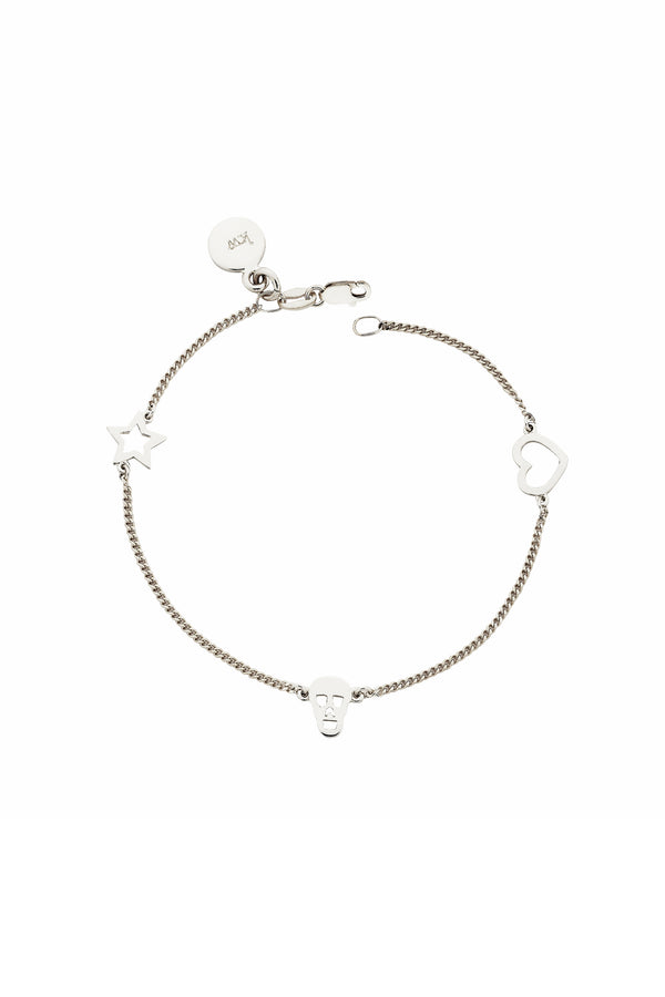 Karen Walker Mini Charm Bracelet With Skull/Star/Heart Charms Silver