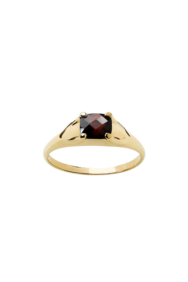 karen walker Mini Chequerboard Ring 6x5mm Gold & Garnet