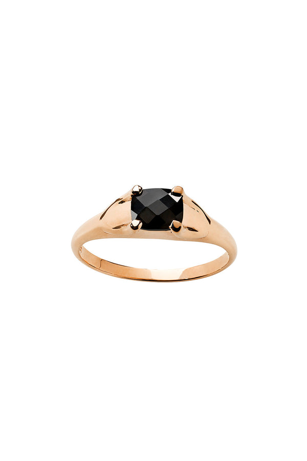 karen walker Mini Chequerboard Ring 6x5mm Rose Gold & Onyx