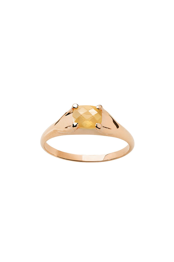 karen walker Mini Chequerboard Ring 6x5mm Rose Gold & Peach Moonstone