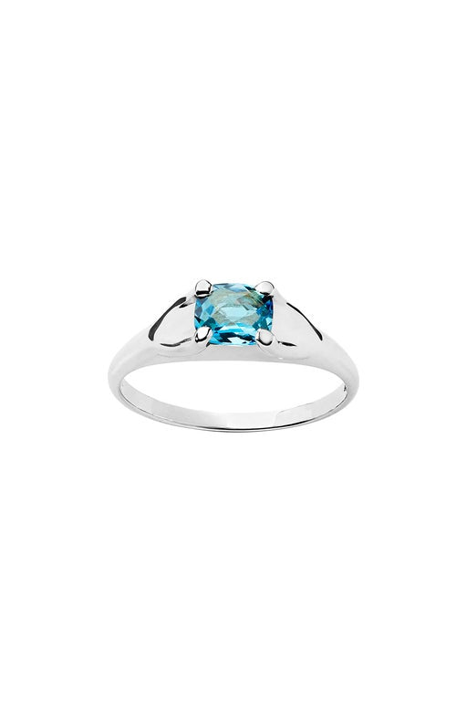 karen walker Mini Chequerboard Ring 6x5mm Silver & Blue Topaz