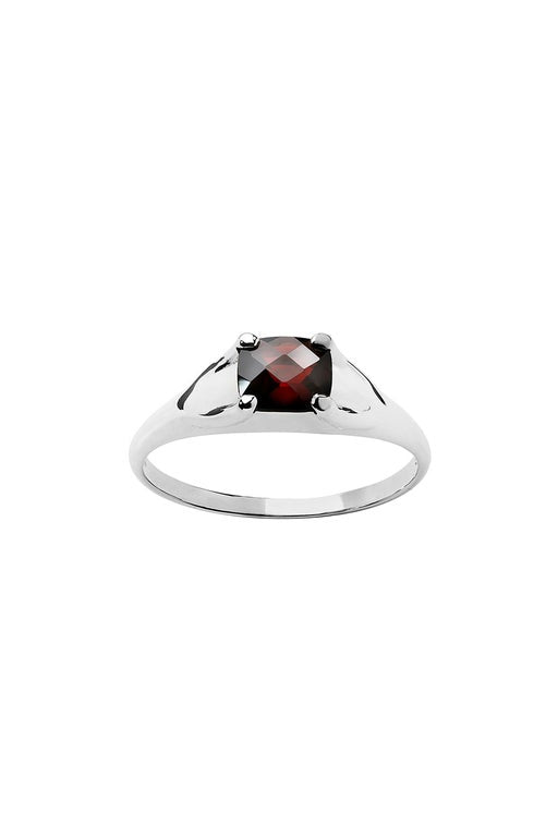 karen walker Mini Chequerboard Ring 6x5mm Silver & Garnet
