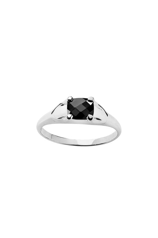 karen walker Mini Chequerboard Ring 6x5mm Silver & Onyx