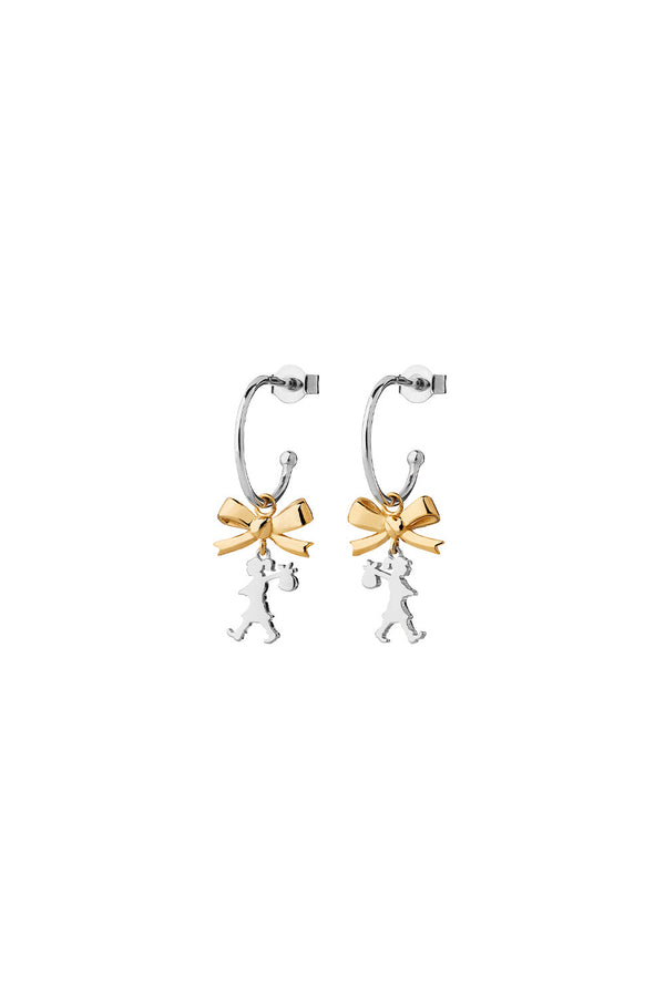 karen walker Mini Girl with a Bow Hoops Silver/Gold