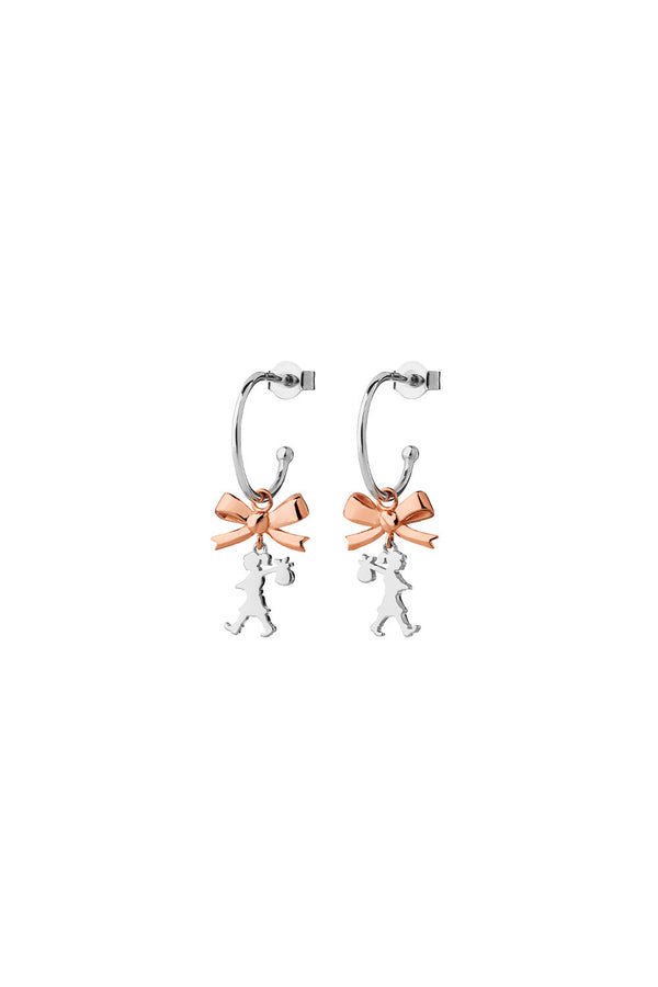 Karen Walker Mini Girl With A Bow Hoops Silver/Rose Gold