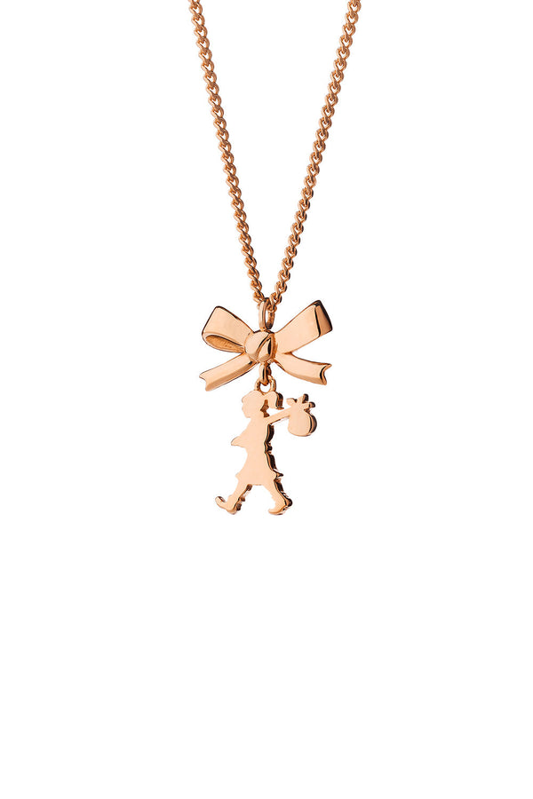 karen walker Mini Girl with a Bow Necklace Rose Gold