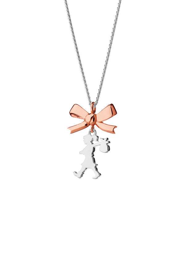 Karen Walker Mini Girl With A Bow Necklace Silver/Rose Gold