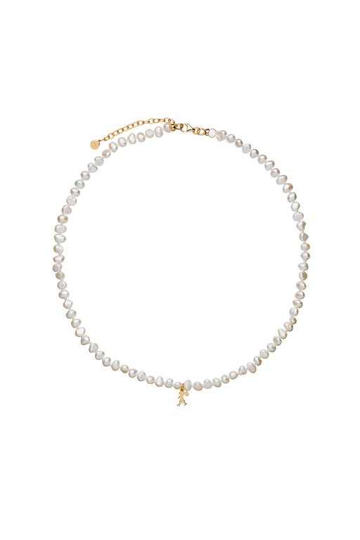 Karen Walker Mini Girl With Pearls Necklace Gold-Plated