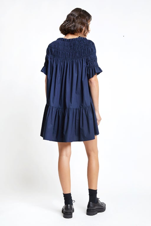 Karen Walker Mini Orestes Organic Cotton Dress Navy