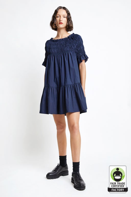 karen walker Mini Orestes Organic Cotton Dress Navy
