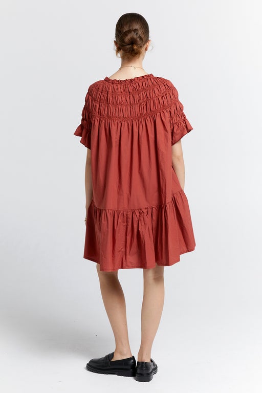 Karen Walker Mini Orestes Organic Cotton Dress Rustic Brown